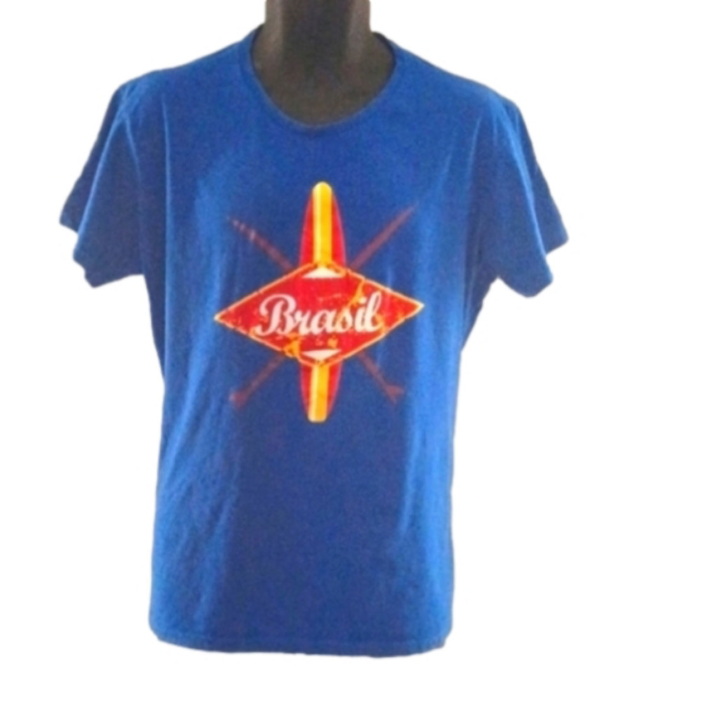 𝅺BRASIL Blue Stretch T-Shirt, XL - Fun In The Sun